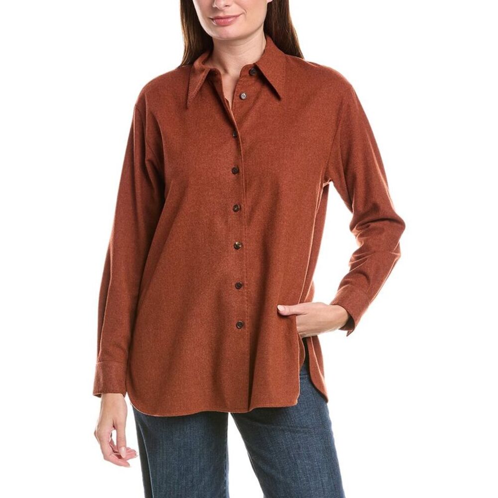 Lafayette 148 New York Womens Wool & Cashmere-Blend Shirt, Orange